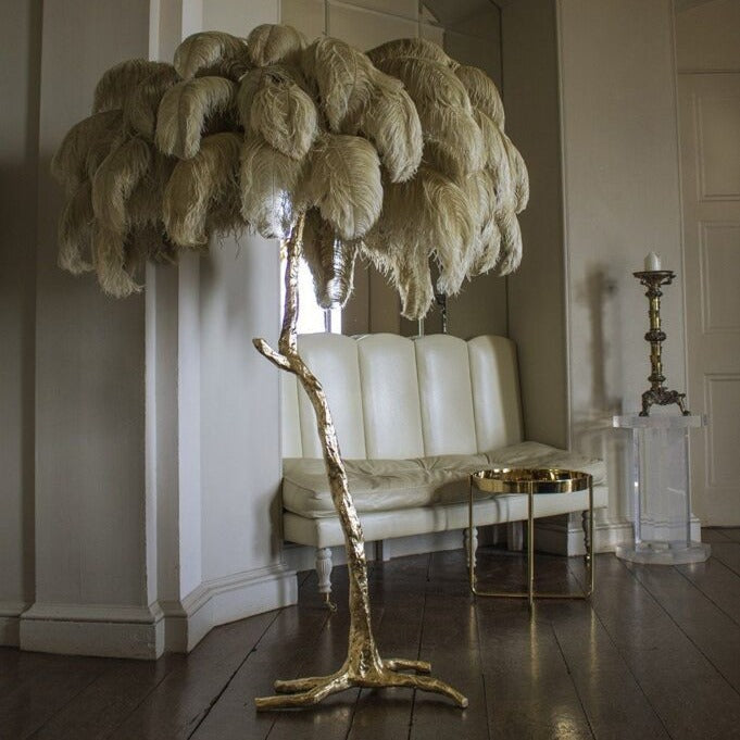 Luxury Ostrich Feather Resin LED Floor Lamp